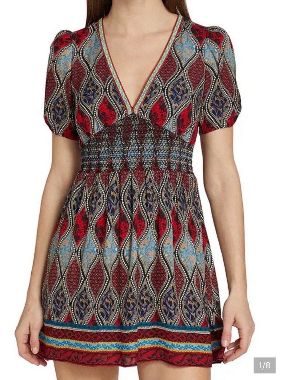 Alice and Olivia Tatiana mini dress in jewel multi, SZ 14